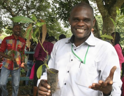 UCBC's Academic Dean, Honoré Kwany, prepares for planting 